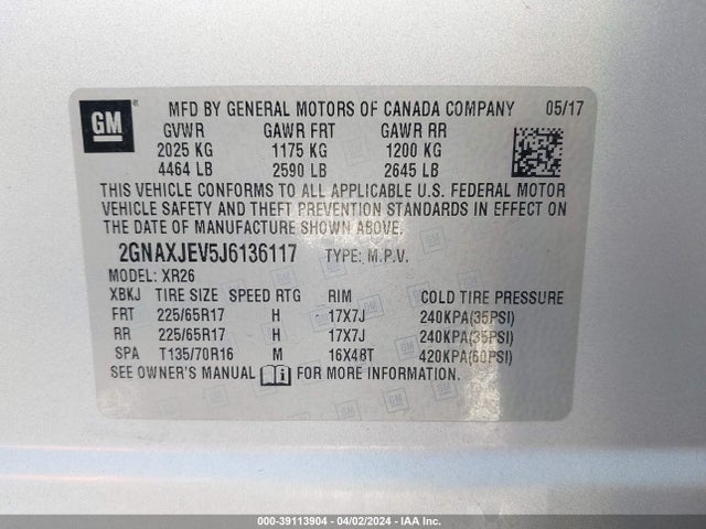 Chevrolet EQUINOX LT 2018 2GNAXJEV5J6136117 Image 9