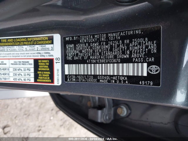Toyota Avalon Xle Touring 2014 4T1BK1EB8EU133670 Image 9