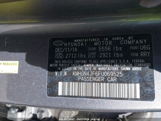 KMHGN4JF6FU069525 Hyundai Genesis 5.0
