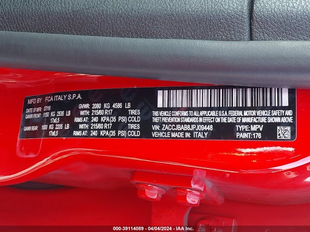 ZACCJBAB8JPJ09448 Jeep Renegade Upland Edition 4x4