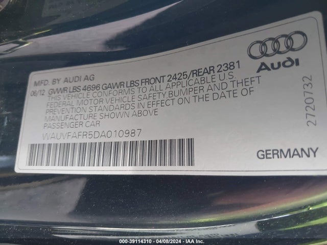 2013 AUDI A5 WAUVFAFR5DA010987 Photo 8