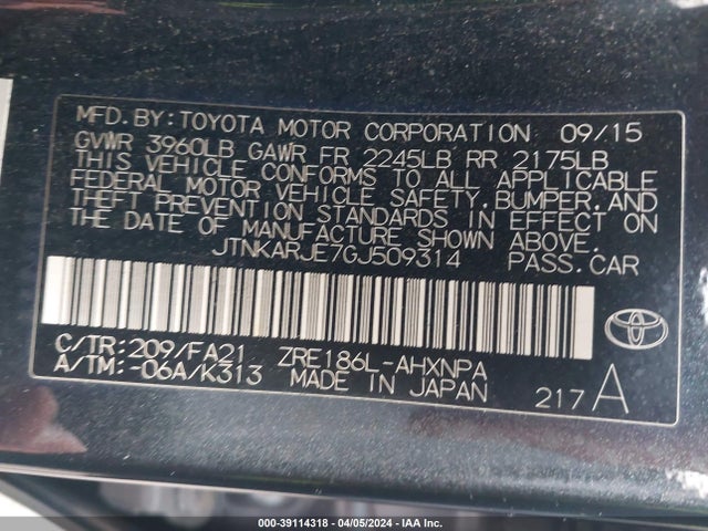 JTNKARJE7GJ509314 Scion IM