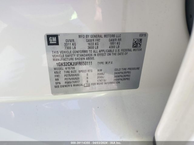 1GKS2CKJ9FR650111 GMC YUKON DENALI