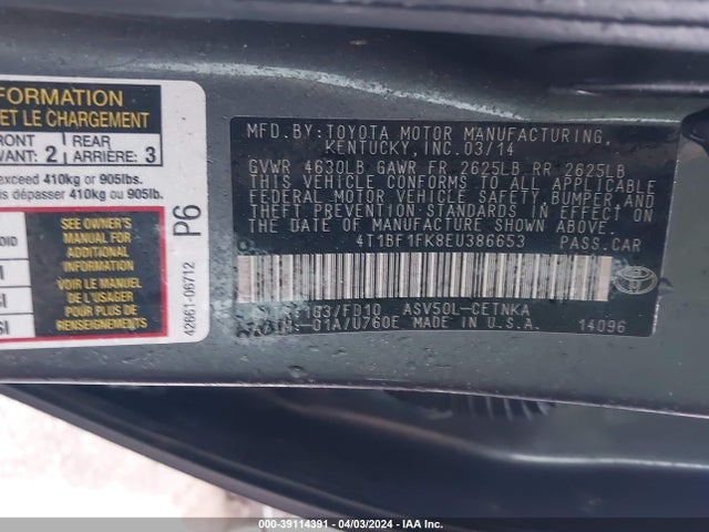 Toyota CAMRY LE 2014 4T1BF1FK8EU386653 Image 9