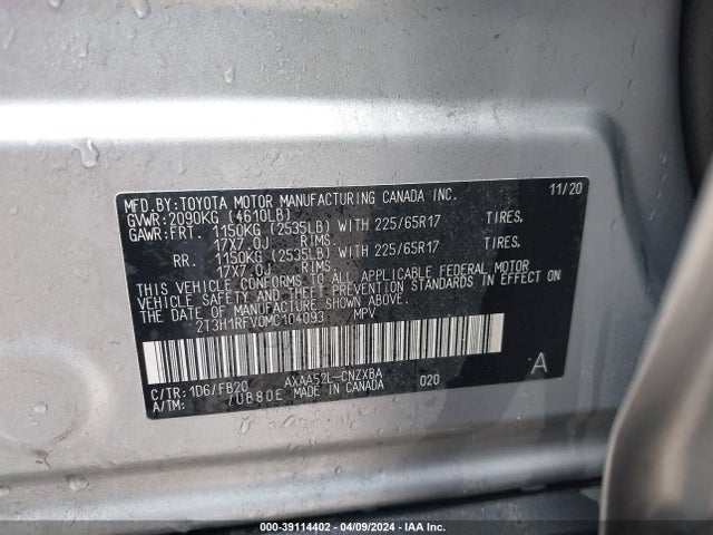 Toyota RAV4 LE 2021 2T3H1RFV0MC104093 Image 9