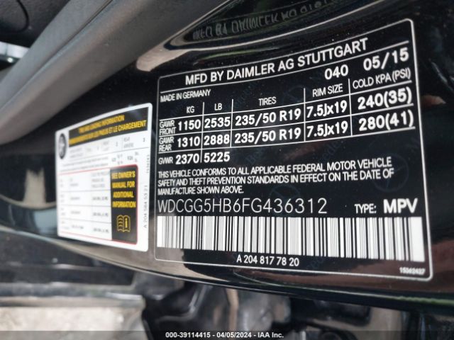 WDCGG5HB6FG436312 Mercedes-Benz GLK 350