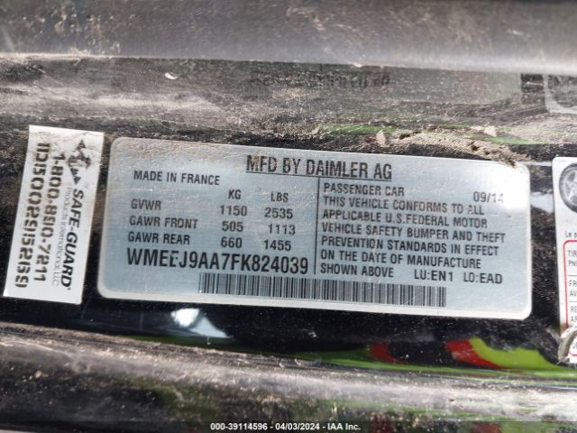WMEEJ9AA7FK824039 Smart Fortwo Electric Drive Passion