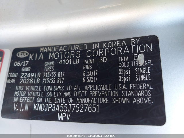 KIA SOUL + 2018 KNDJP3A55J7527651 Image 9