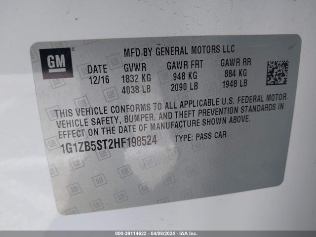 Chevrolet MALIBU LS 2017 1G1ZB5ST2HF198524 Image 9