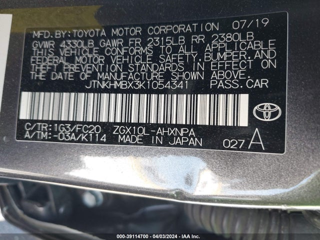 Toyota C-HR LE 2019 JTNKHMBX3K1054341 Image 9
