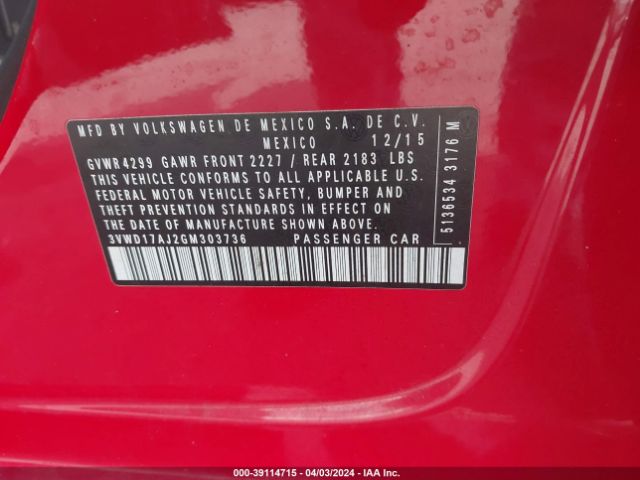 3VWD17AJ2GM303736 Volkswagen Jetta 1.8t Sport