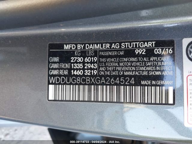 WDDUG8CBXGA264524 Mercedes-Benz S 550