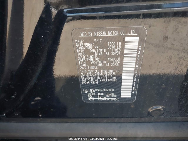 Nissan ARMADA SV 2018 JN8AY2ND5J9053606 Image 9
