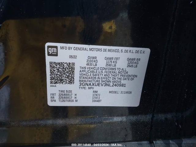 Chevrolet Equinox Awd Lt 2022 3GNAXUEV3NL240981 Image 9