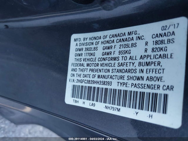 Honda Civic Ex-t 2017 2HGFC3B39HH358393 Image 9