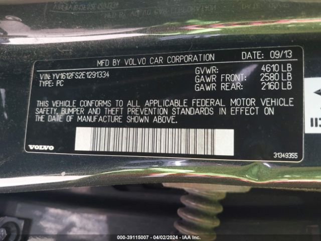 YV1612FS2E1291334 Volvo S60 T5/t5 Platinum/t5 Premier/t5 Premier Plus