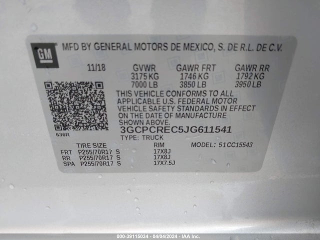 Chevrolet Silverado 1500 1lt 2018 3GCPCREC5JG611541 Image 9