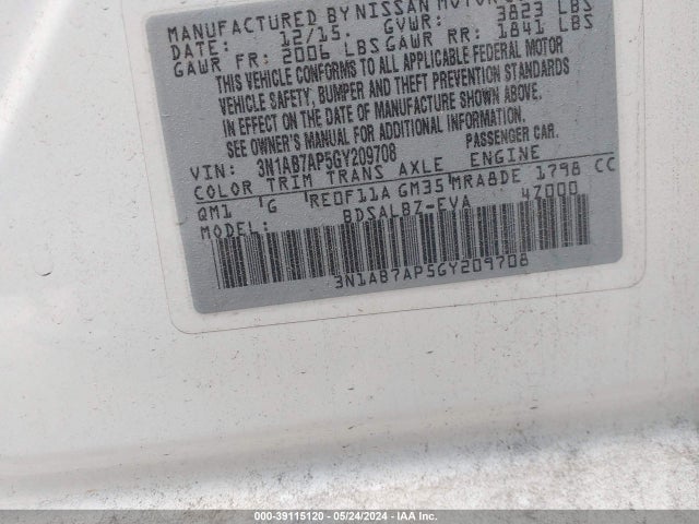 Nissan SENTRA S 2016 3N1AB7AP5GY209708 Image 9