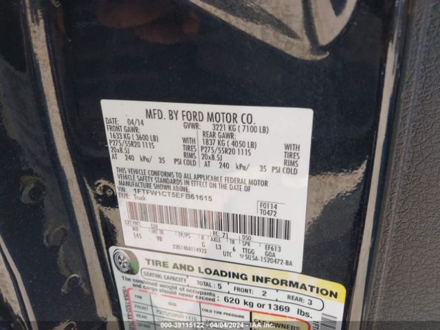 1FTFW1CT5EFB61615 Ford F-150 Platinum