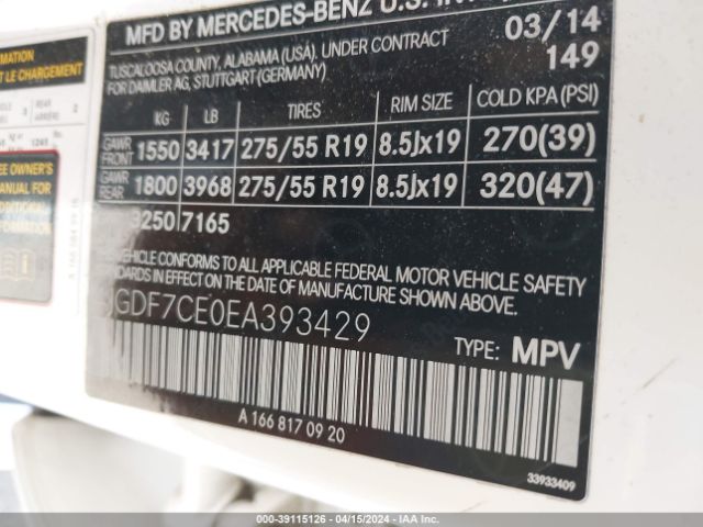 4JGDF7CE0EA393429 Mercedes-Benz Gl 450 4matic
