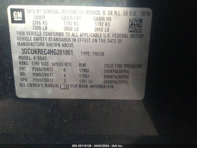 Chevrolet Silverado 1500 1lt 2017 3GCUKREC4HG281861 Image 9