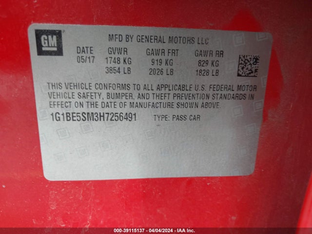 Chevrolet Cruze Lt Auto 2017 1G1BE5SM3H7256491 Image 9