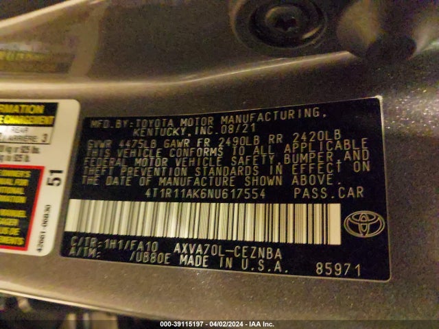 Toyota CAMRY LE 2022 4T1R11AK6NU617554 Image 9