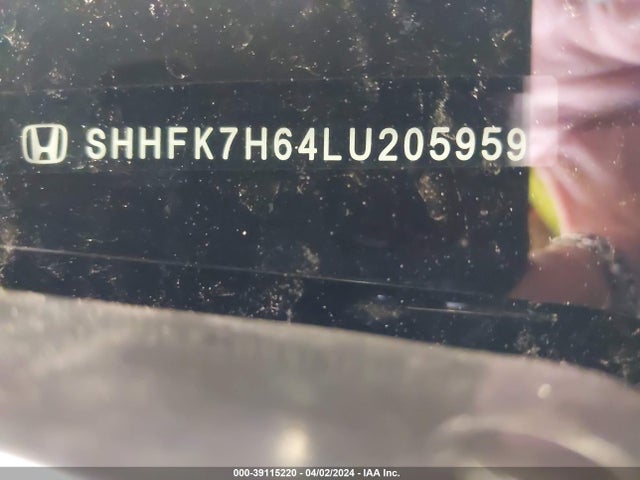 Honda CIVIC EX 2020 SHHFK7H64LU205959 Image 9