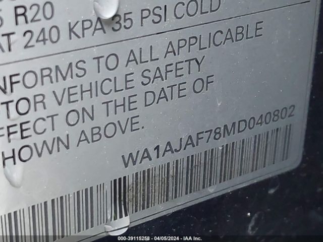 WA1AJAF78MD040802 Audi Q7 Premium 45 Tfsi Quattro Tiptronic