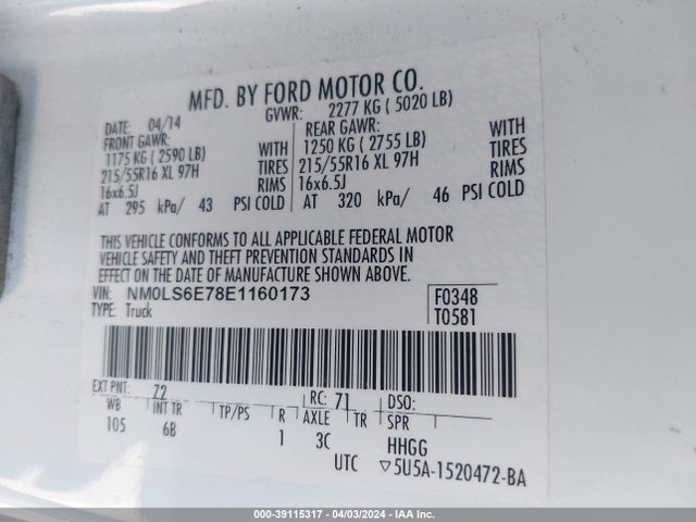 Ford Transit Connect Xl 2014 NM0LS6E78E1160173 Image 9