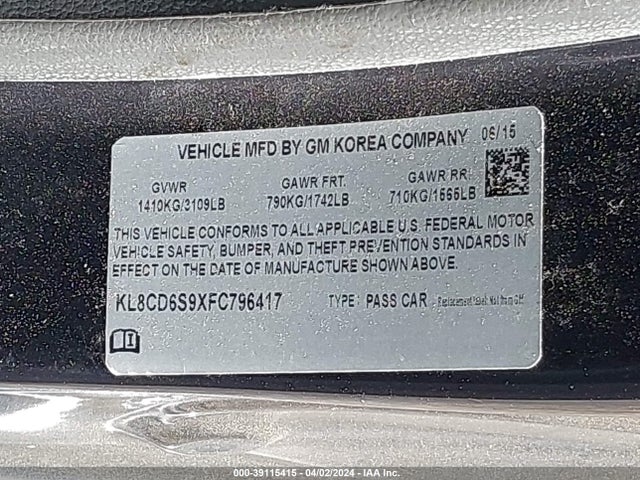 Chevrolet Spark 1lt Cvt 2015 KL8CD6S9XFC796417 Image 9