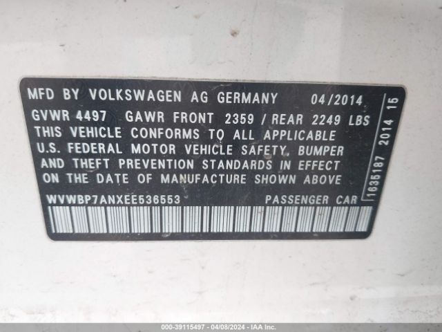 WVWBP7ANXEE536553 Volkswagen Cc 2.0t Sport