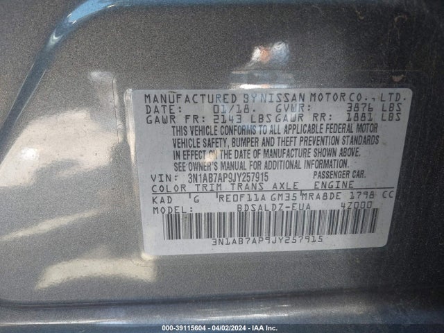 Nissan SENTRA SV 2018 3N1AB7AP9JY257915 Image 9