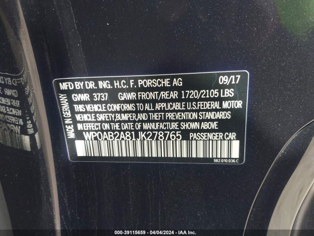 2018 PORSCHE 718 CAYMAN WP0AB2A81JK278765 Photo 8