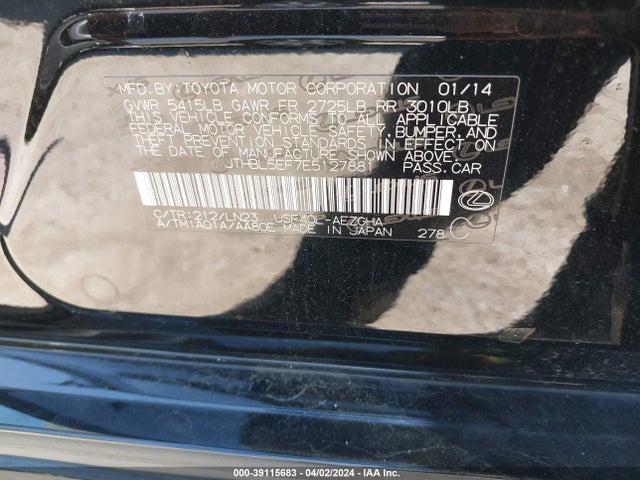 Lexus LS 460 2014 JTHBL5EF7E5127881 Image 9