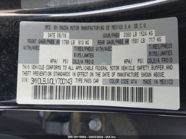 3MYDLBJV0LY700143 Toyota YARIS LE