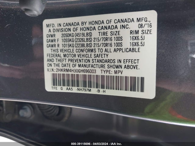 Honda CR-V LX 2016 2HKRM4H30GH696003 Image 9