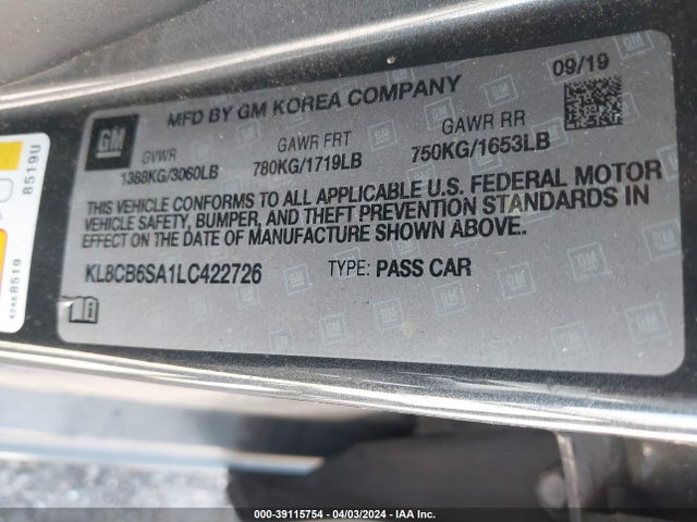 Chevrolet Spark Fwd Ls Automatic 2020 KL8CB6SA1LC422726 Image 9