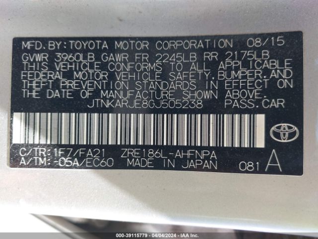 JTNKARJE8GJ505238 Scion IM