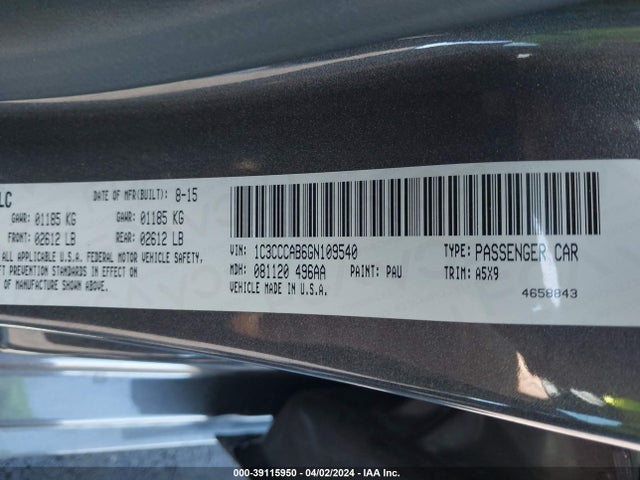 Chrysler 200 Limited 2016 1C3CCCAB6GN109540 Image 9
