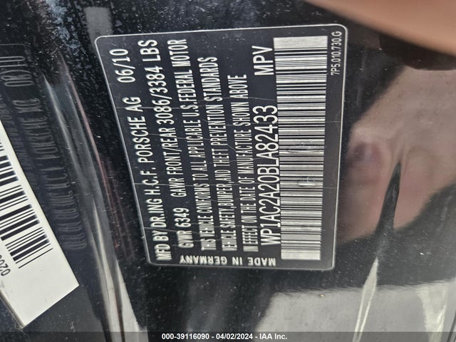 2011 PORSCHE CAYENNE WP1AC2A20BLA82433 Photo 8