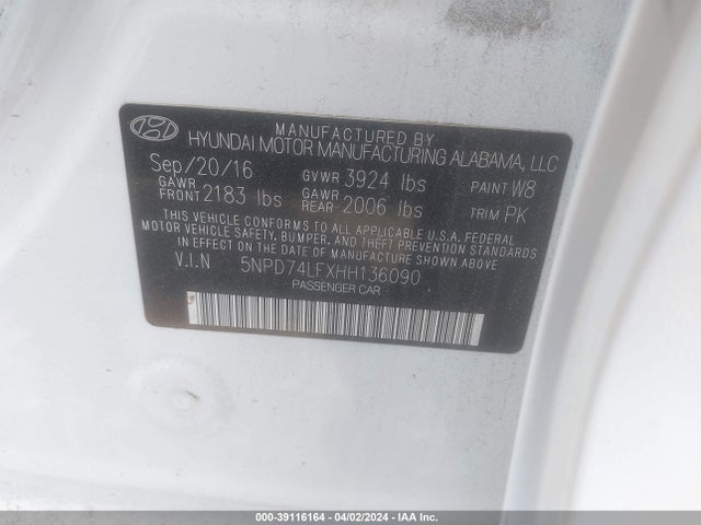 Hyundai ELANTRA SE 2017 5NPD74LFXHH136090 Image 9