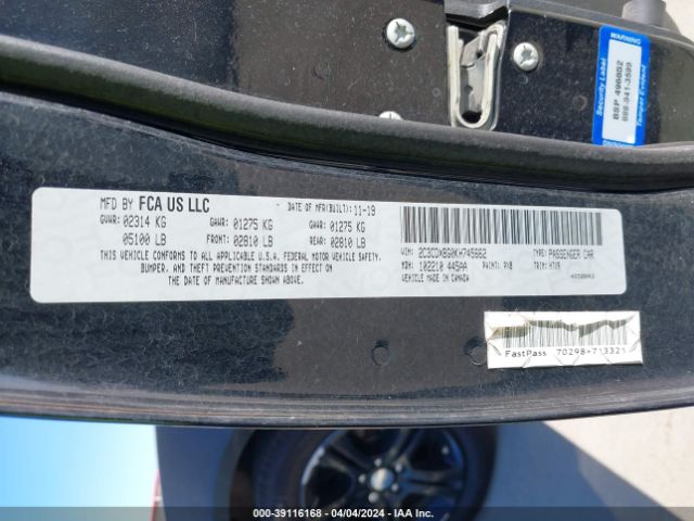 2C3CDXBG0KH745662 Dodge Charger Sxt Rwd