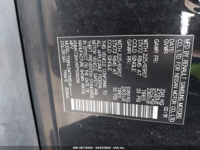 Nissan ROGUE SV 2019 KNMAT2MVXKP538289 Image 9