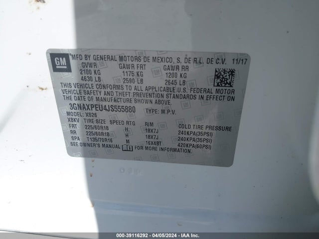 Chevrolet Equinox Premier 2018 3GNAXPEU4JS555880 Image 9