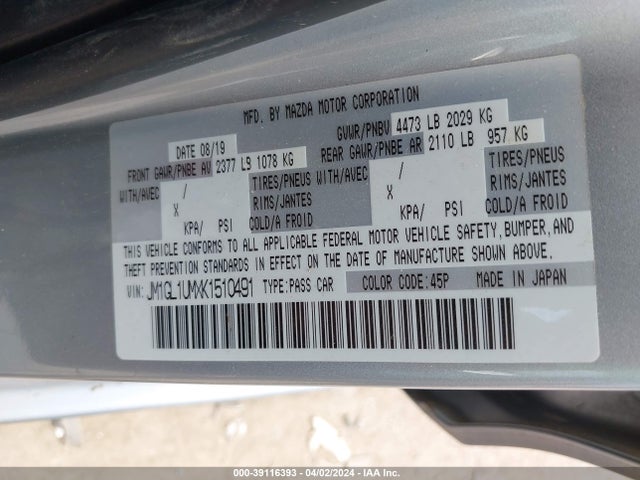 Mazda Mazda6 Sport 2019 JM1GL1UMXK1510491 Image 9