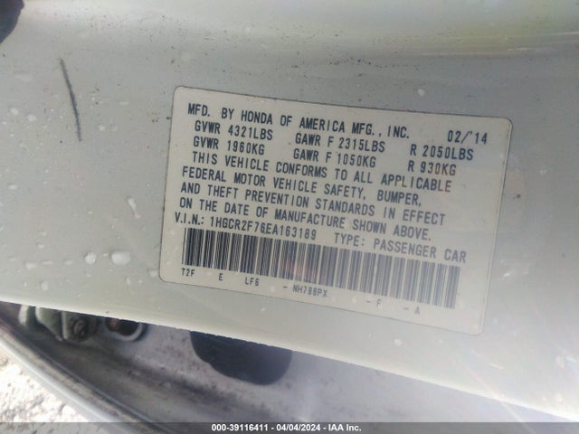 Honda ACCORD EX 2014 1HGCR2F76EA163189 Image 9