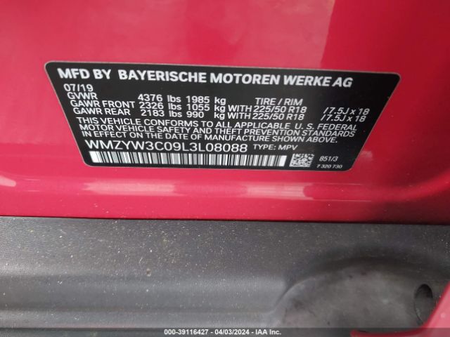 WMZYW3C09L3L08088 Mini Countryman Cooper