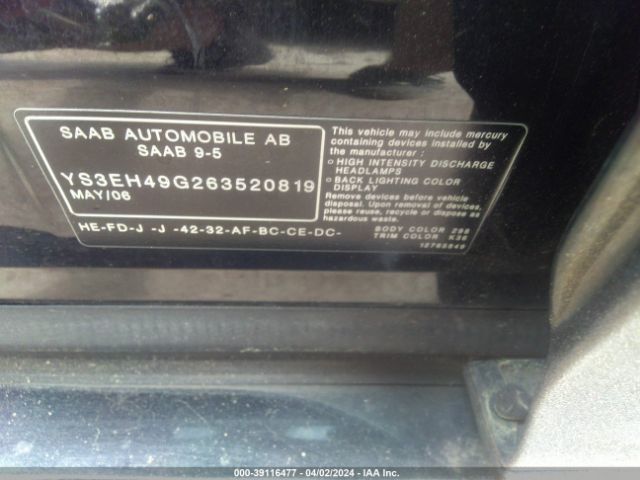 2006 SAAB 9-5 YS3EH49G263520819 Photo 8