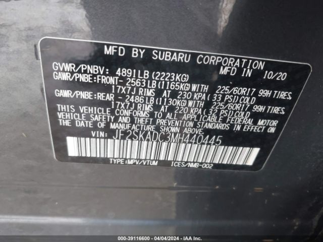JF2SKADC3MH440445 Subaru Forester